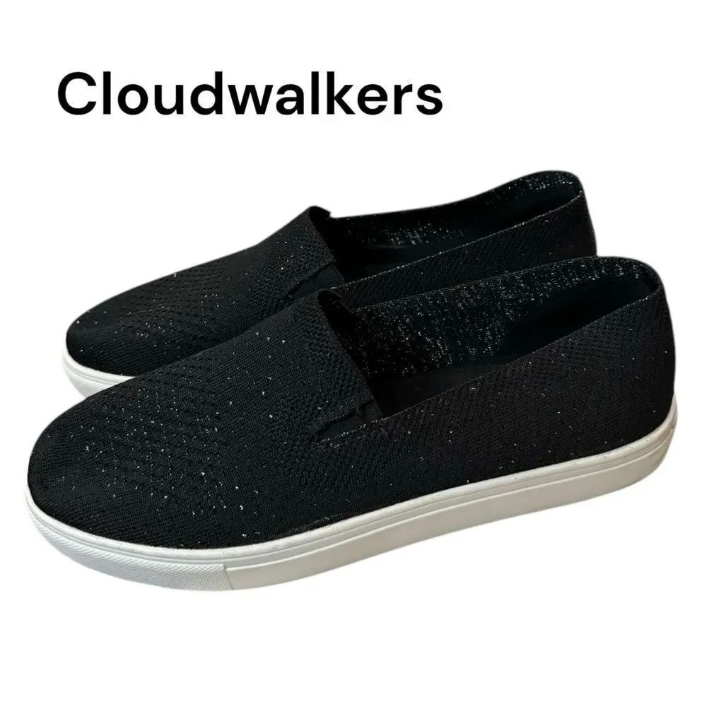 Cloudwalkers Women's Demi Black Metallic Thread Slip-on Loafers Sneakers 13 13W